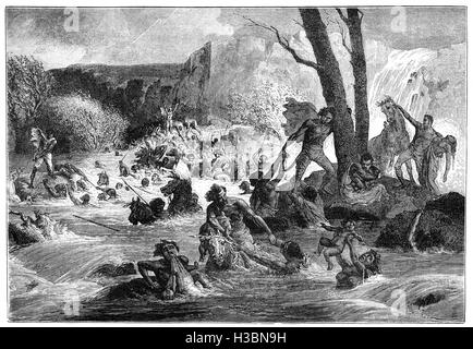 Der Kurs des Flusses Bashilo, mit den Kanonen unterwegs für Magdala, wo er soll seine Basis gegen die britische Kraft unter der Leitung von Feldmarschall Robert Cornelius Napier, ein Expeditionskorps gegen Tewodros in Juli 1867 führte, erweiterte Kaiser Theodore II oder Tewodros II von Abessinien oder Etheopia. Stockfoto