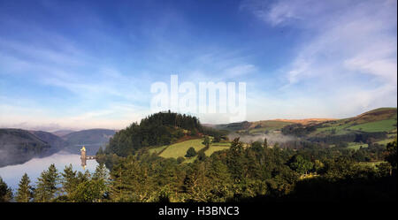 LAKE VYRNWY, Powys, Wales, zeigt der neugotischen Anstrengung Turm Foto Tony Gale Stockfoto