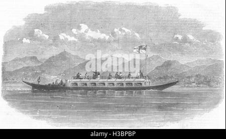 CUMBRIA Dampf-Gondel Coniston See 1860. Der illustrierte London News Stockfoto