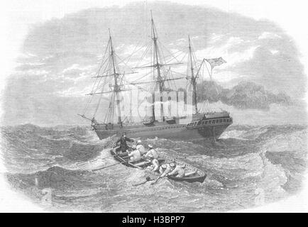 Griechenland hob ein Mann über Bord P & O Unternehmen versenden Kreta Schilfmeer 1861. Der illustrierte London News Stockfoto