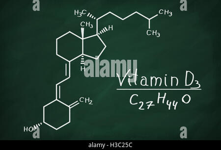 Strukturmodell des Vitamin-D3-Molekül an die Tafel. Stockfoto
