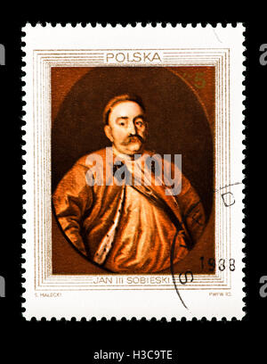 Briefmarke aus Polen Darstellung König Jan III. Sobieski Stockfoto