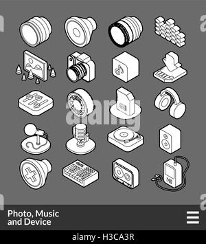Isometrische Umriss Icons set Stock Vektor