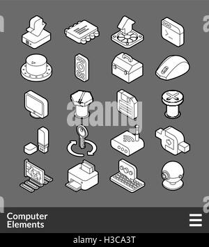 Isometrische Umriss Icons set Stock Vektor