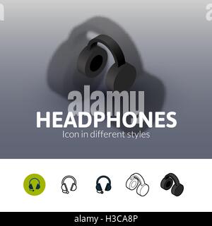 Kopfhörer-Symbol im anderen Stil Stock Vektor