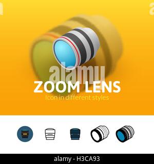 Zoom-Objektiv-Symbol im anderen Stil Stock Vektor