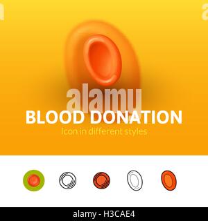 Blut Spende Symbol in verschiedenen Stil Stock Vektor