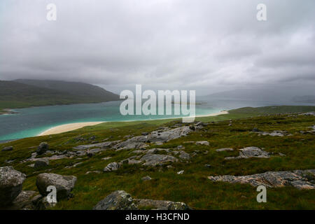 Wilde Küste an einem stürmischen Tag auf der Insel Harris, äußeren Hebriden Stockfoto