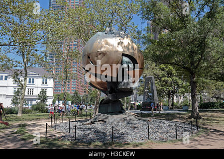 Das World Trade Center Bereich Memorial, Battery Park, Manhattan, New York, Vereinigte Staaten. Stockfoto