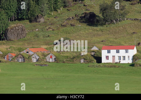 Bauernhof Gebäude Südost-Island Stockfoto