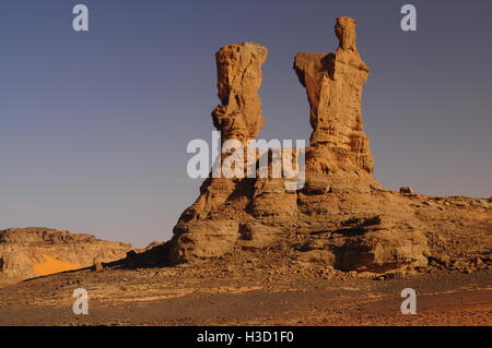 Prominente Felsformation in der Tadrart, Nationalpark Tassili n ' Ajjer, Unesco Website, Algerien, Sahara, Nordafrika Stockfoto