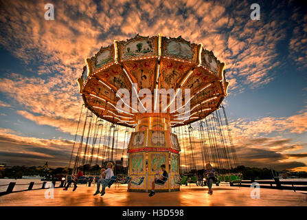 Tivoli Grona Lund (Luna Park) um Sonnenuntergang, Djurgarden, Stockholm, Schweden Stockfoto