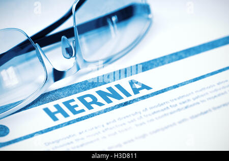 Diagnose - Hernie. Medizinisches Konzept. 3D Illustration. Stockfoto