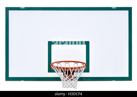 Basketball Hoop Käfig, isolierten großen Rückwand Closeup, neuen Freiplatz Set grün rot orange weiße Rückwand leere Kopie Raum Stockfoto
