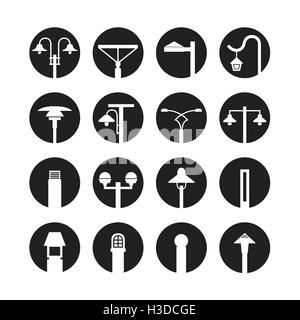 Straßenbeleuchtung und Außenleuchten-Icon-set Stock Vektor