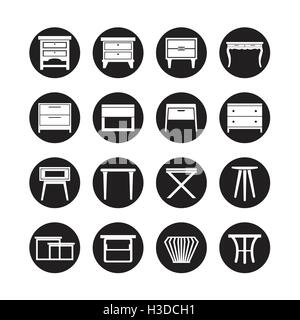 Seite Tabelle Vektor, Möbel-Icon-set Stock Vektor