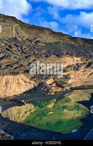 El Golfo, einer vulkanischen Lagune auf der West Küste von Lanzarote Kanaren Spanien Stockfoto