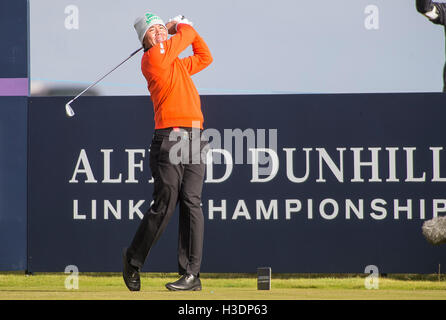 Carnoustie Golf Course, Fife, Schottland. 6. Oktober 2016. Alfred Dunhill Links Championship Golf 1. Runde. Golfer Ashun Wu 17 Abschlag bei Carnoustie in der ersten Runde die Dunhill Links Championship Golf Abschlag. Bildnachweis: Aktion Plus Sport/Alamy Live-Nachrichten Stockfoto