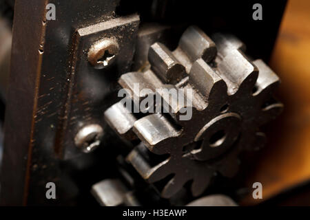 eine eiserne Maschine Detail Nahaufnahme, industriellen Hintergrund Stockfoto