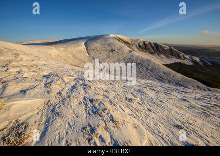 Weiße Coomb (ein Corbett) im Winterschnee, Grey Mare Tail Nature Reserve, in der Nähe von Moffat, Dumfries & Galloway, Schottland. Stockfoto