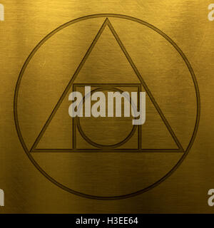 Alchemie Symbol-Squared Circle (gold) Stockfoto