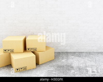 3D Renderer Bild. Karton-Boxen. Lieferung-Konzept. Stockfoto