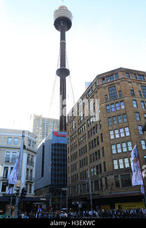 Der Sydney Tower ist Sydneys höchste Bauwerk und das zweite höchste Aussichtsturm in der südlichen Hemisphäre. Stockfoto