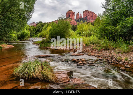 Oak Creek und Cathedral Rock Stockfoto