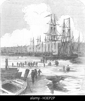 LONDON Themse, 1855 eingefroren. Illustrierte London News Stockfoto