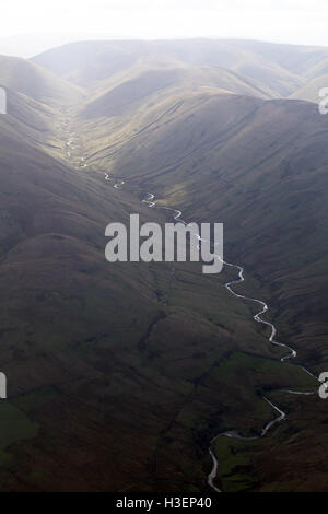 Luftaufnahme der gewundene Flusstal in der Pennines, UK Stockfoto