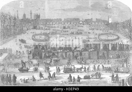 LONDON Fair auf zugefrorenen Themse im 17. Jahrhundert 1855. Illustrierte London News Stockfoto