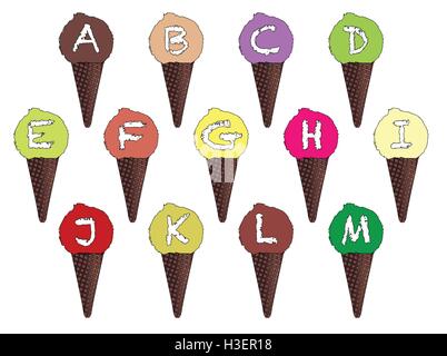 Brief-Eiscreme-Kegel über einem weißen Hintergrund Stock Vektor