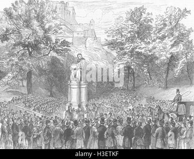 Schottland-Statue von Sir James Simpson an Edinburgh 1877. Illustrierte London News Stockfoto