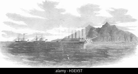 WALES verlegen Kabel, South Stack Leuchtturm, Holyhead 1852. Illustrierte London News Stockfoto