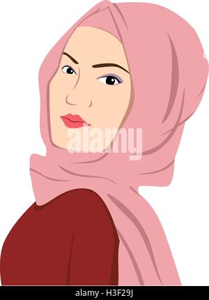 Schöne islamische Frau In Hijab Scharia-Vektor-Illustration Stock Vektor