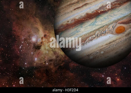 Sonnensystem - Jupiter. Es ist der fünfte Planet von der Sonne und der größte in unserem Sonnensystem. Seine riesigen Planeten. Stockfoto