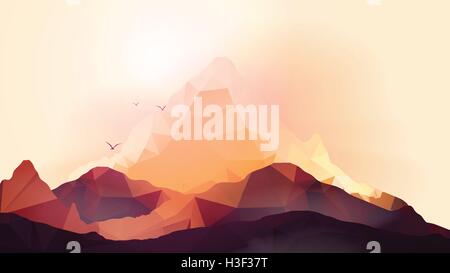 Geometrische Berg- und Sonnenuntergang Hintergrund - Vektor-Illustration Stock Vektor