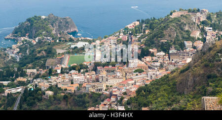 Sizilien: die Aussicht vom Hügel Stadt von Castelmola Stockfoto