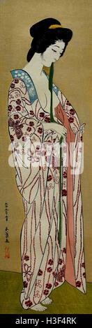 Frau in einem langen unter Kimono 1920 Hashiguchi Goyo 1880-1921 Tokio (Farbe Holzschnitt auf Papier) Stockfoto