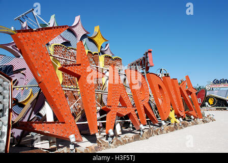 Leuchtreklame von alten Stardust Casino und Hotel in Las Vegas Stockfoto