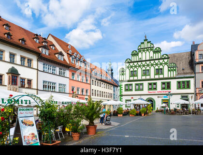 Am Marktplatz (Markt) in der alten Stadt, Weimar, Thüringen, Deutschland Stockfoto