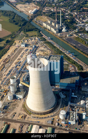 Luftaufnahme, Uniper früher EON Kohle-Kraftwerk EON4, Dortmund-Ems-Kanal, Gebäude Einfrieren, fossile Energie, Datteln, Ruhrgebiet, Stockfoto