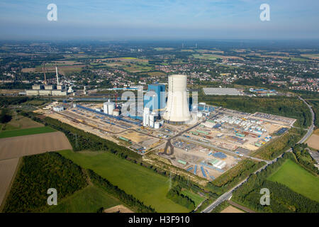 Luftaufnahme, Uniper früher EON Kohle-Kraftwerk EON4, Dortmund-Ems-Kanal, Gebäude Einfrieren, fossile Energie, Datteln, Ruhrgebiet, Stockfoto