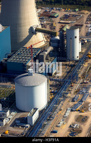 Luftaufnahme, Uniper früher EON Kohle-Kraftwerk EON4, Dortmund-Ems-Kanal, Gebäude Einfrieren, fossile Energie, Datteln, Ruhrgebiet, Stockfoto