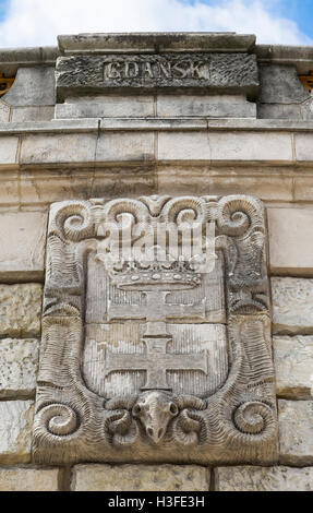 Wappen von Danzig auf der Wandbrunnen in Stettin. Polen Stockfoto