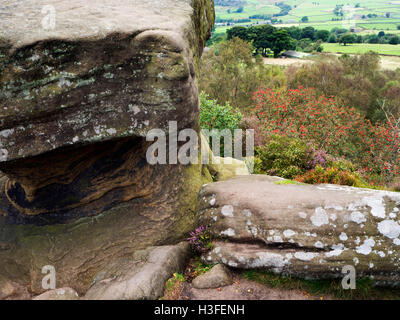 Nidderdale von den Druiden Schreibtisch an Brimham Rocks North Yorkshire England Stockfoto