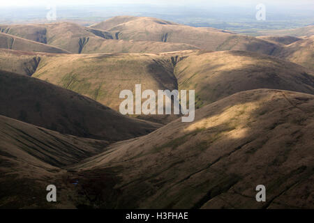 Luftbild von der sanften Hügel der Pennines, UK Stockfoto