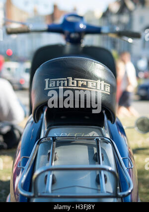 Lambretta Scooter Detail Logo auf Sitz Stockfoto