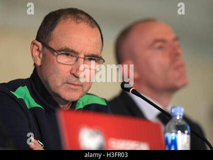 Republik Irland Manager Martin O'Neill während einer Pressekonferenz im Stadion Zimbru Chisinau. Stockfoto