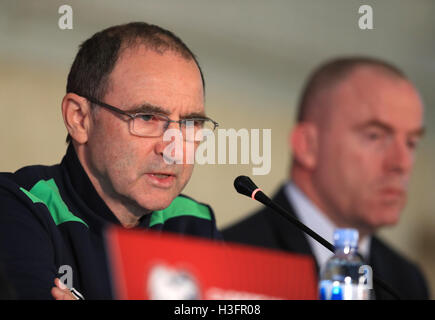 Republik Irland Manager Martin O'Neill während einer Pressekonferenz im Stadion Zimbru Chisinau. Stockfoto